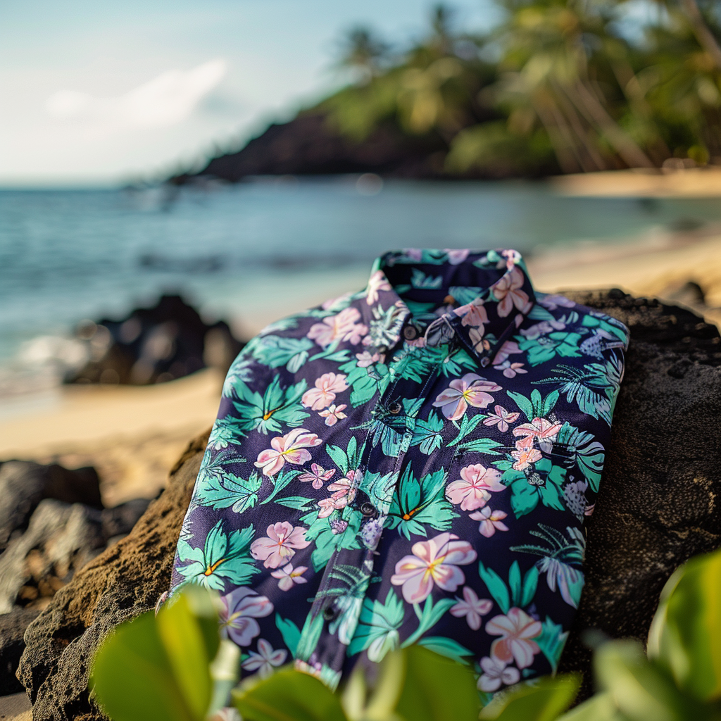 100% Cotton Hawaiian Shirt For Men Button-down luxury Shirt