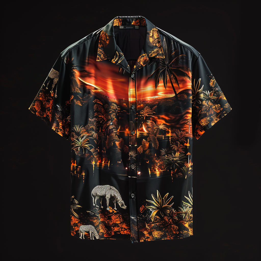 100% Cotton Soft High Elasticity Casual Tropical Print Short Sleeve Breathable Shirt