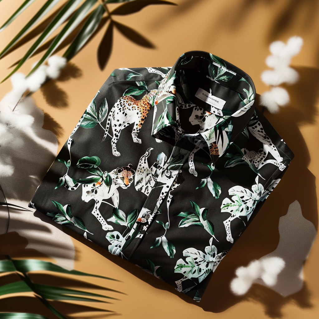 100% Cotton Soft High Elasticity Casual Tropical Print Holiday Breathable Shirt