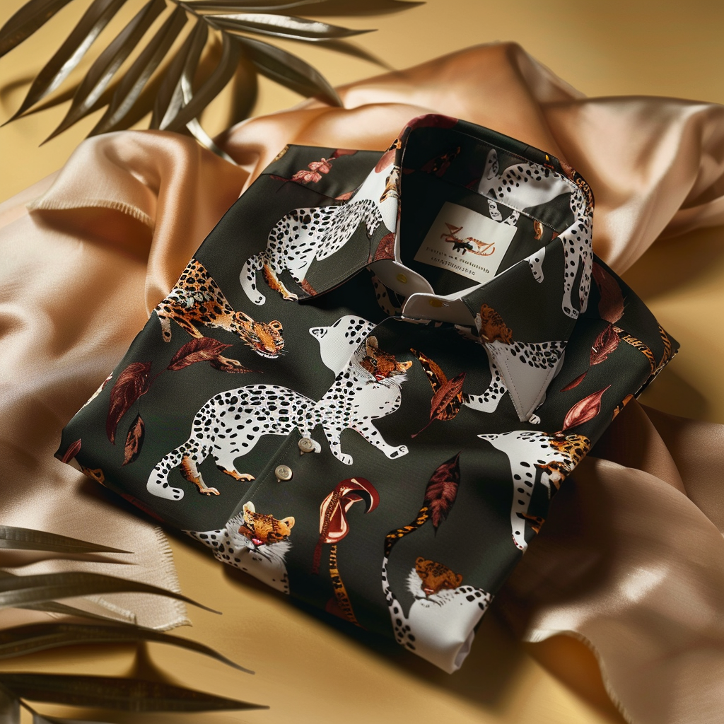 100% Cotton Soft High Elasticity Casual Tropical Print Holiday Breathable Shirt