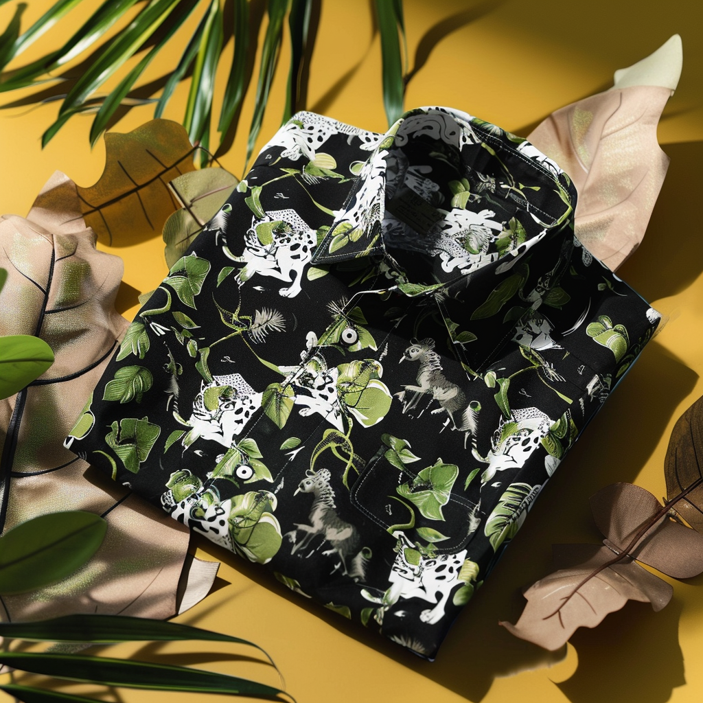 100% Cotton Soft High Elasticity Casual Tropical Print Holiday Breathable Shirt