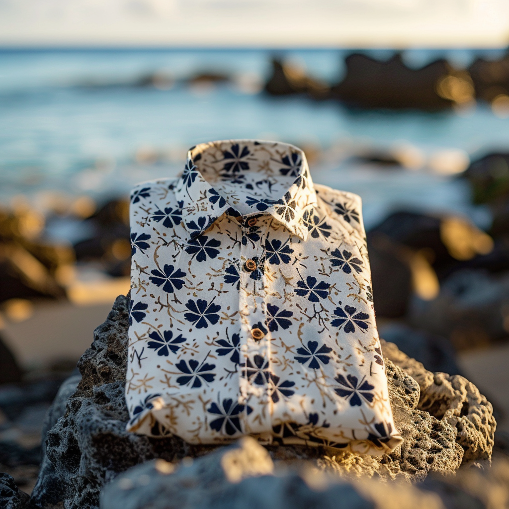 100% Cotton Hawaiian Shirt For Men Button-down luxury Shirt