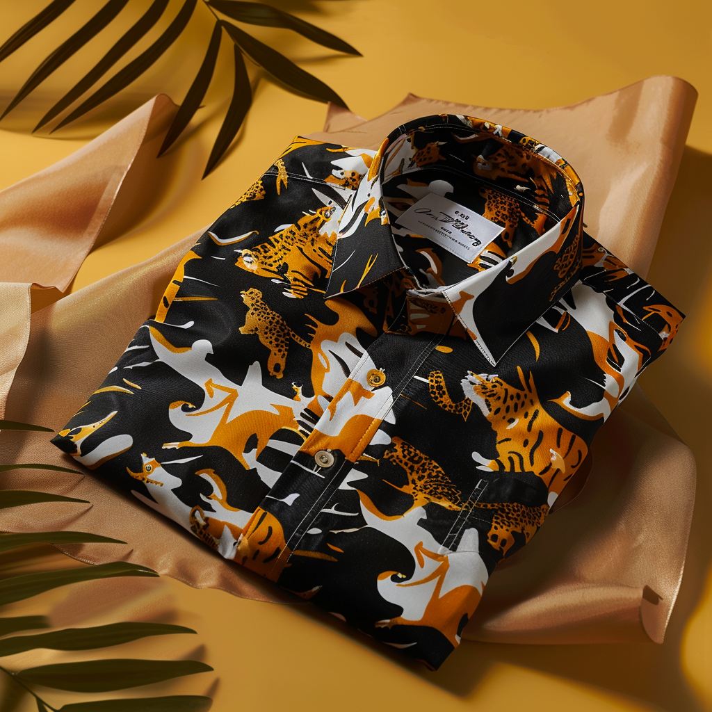 100% Cotton Soft High Elasticity Casual Tropical Print Holiday Breathable Shirt