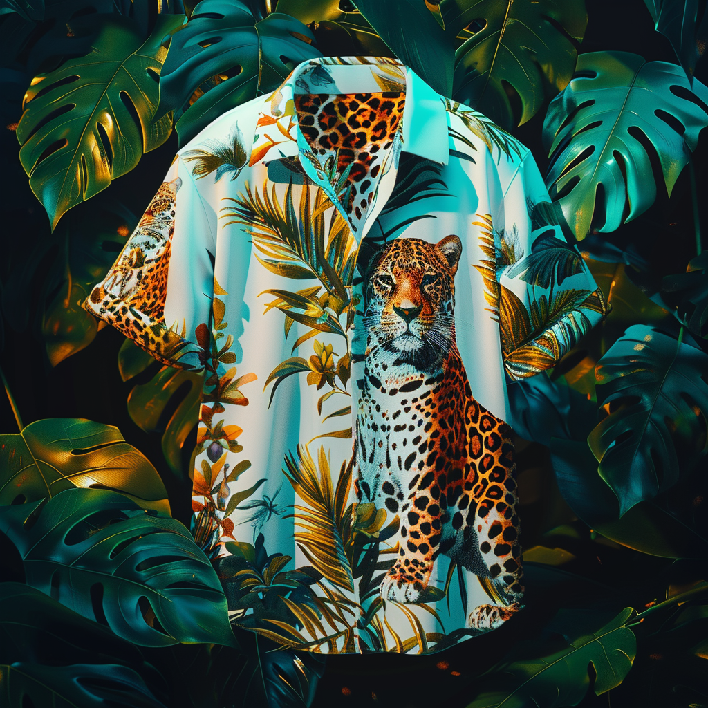 100% Cotton Soft High Elasticity Casual Tropical Print Short Sleeve Breathable Shirt