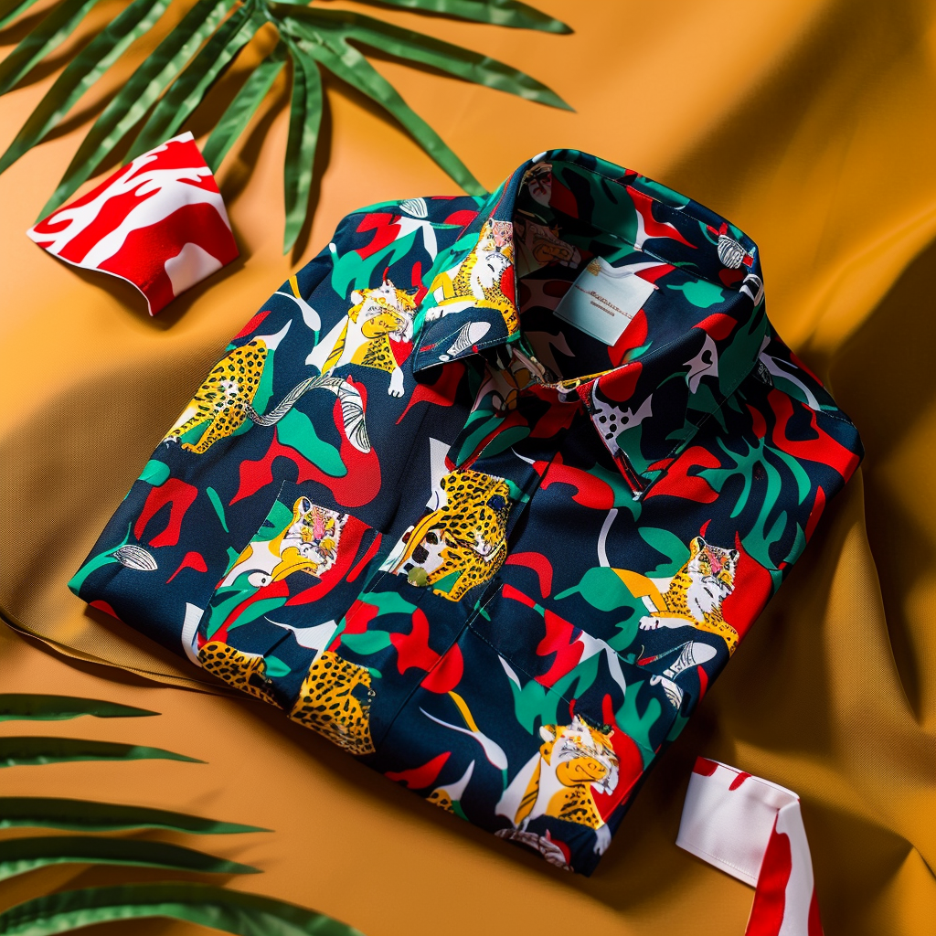 100% Cotton Soft High Elasticity Casual Tropical Print Holiday Breathable Shirt