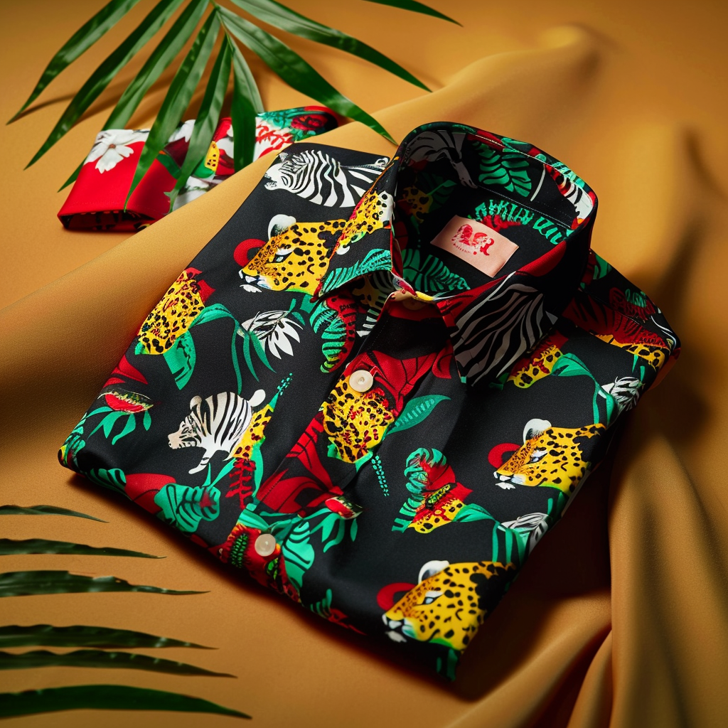100% Cotton Soft High Elasticity Casual Tropical Print Holiday Breathable Shirt