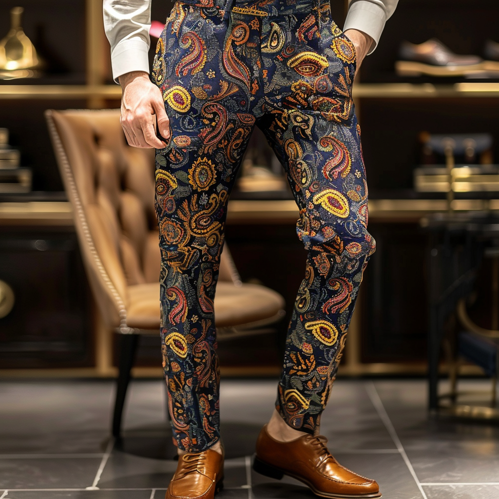 High elastic fabric luxury business casual men's fashion trousers