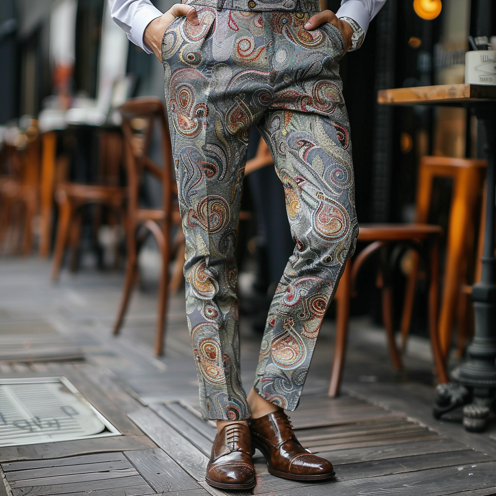 High elastic fabric luxury business casual men's fashion trousers