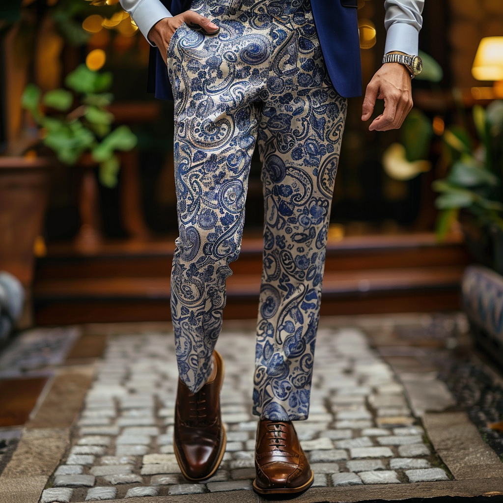 High elastic fabric luxury business casual men's fashion trousers