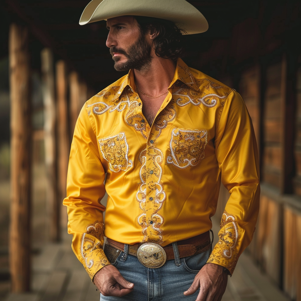 Western Styles Premium Silk Cotton  Long Sleeve Shirt High Elasticity 100% cotton