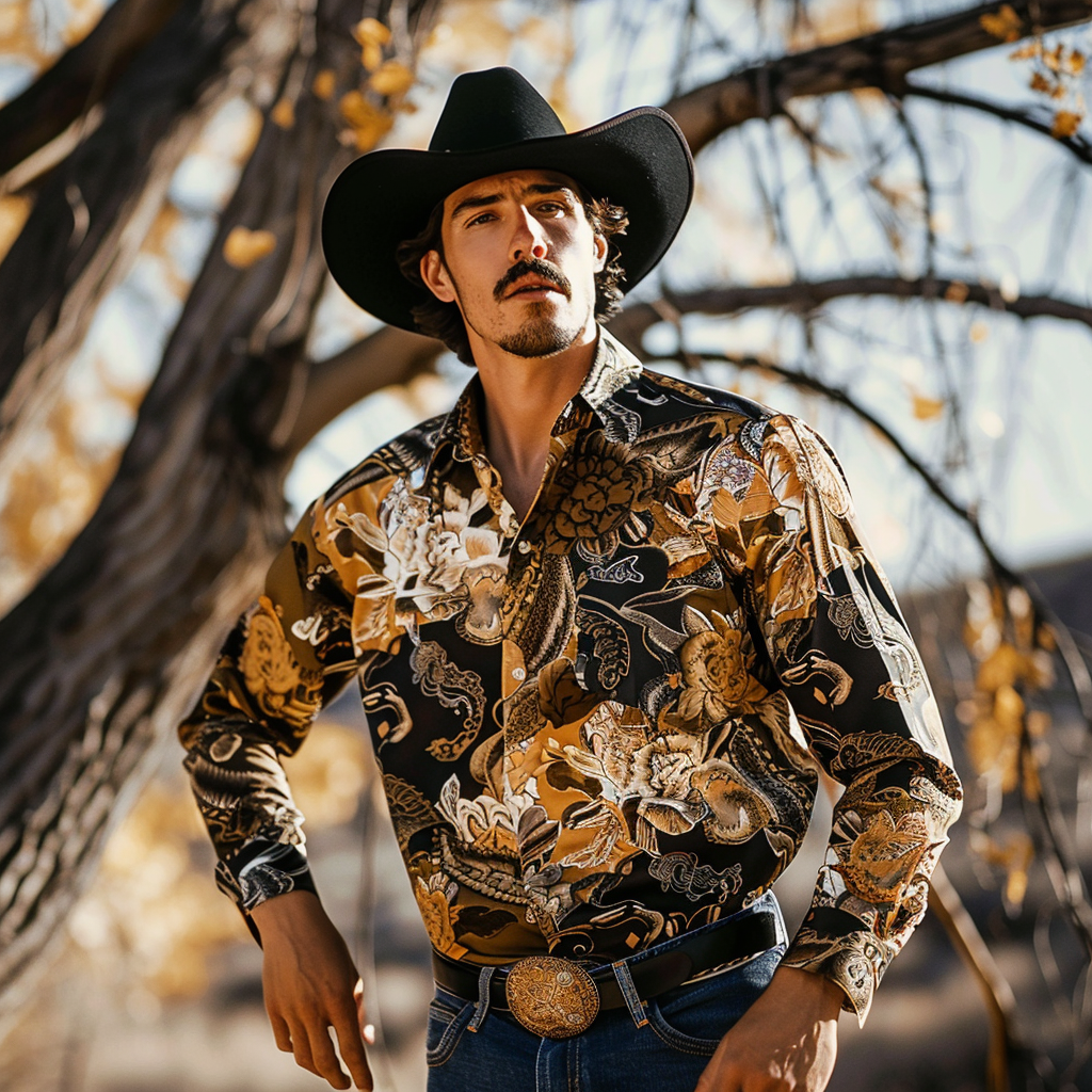 Western Styles Premium Silk Cotton  Long Sleeve Shirt High Elasticity 100% cotton