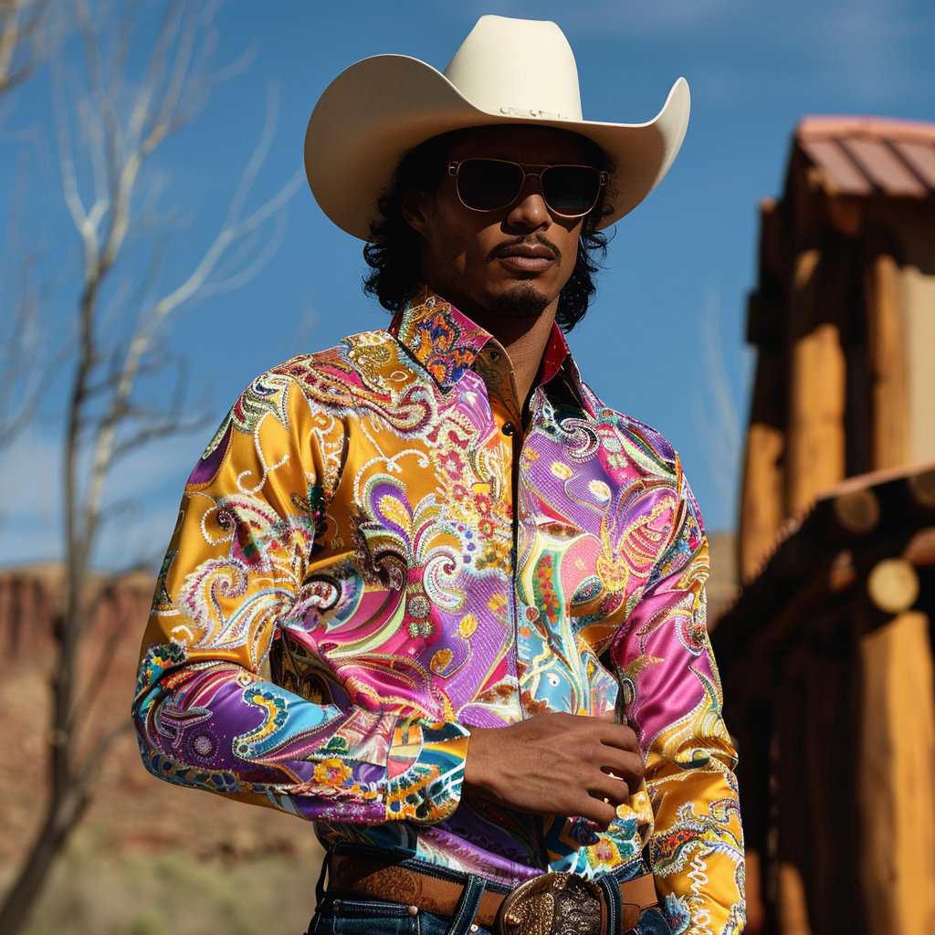 Western Styles Premium Silk Cotton  Long Sleeve Shirt High Elasticity 100% cotton