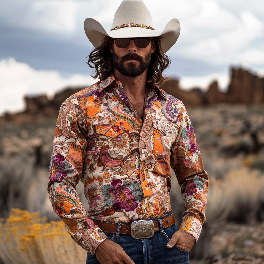 Western Styles Premium Silk Cotton  Long Sleeve Shirt High Elasticity 100% cotton