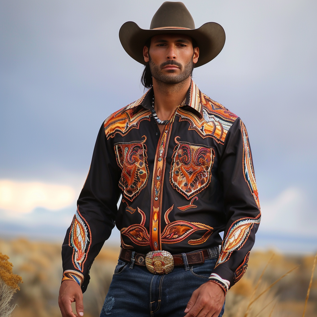 Western Styles Premium Silk Cotton  Long Sleeve Shirt High Elasticity 100% cotton