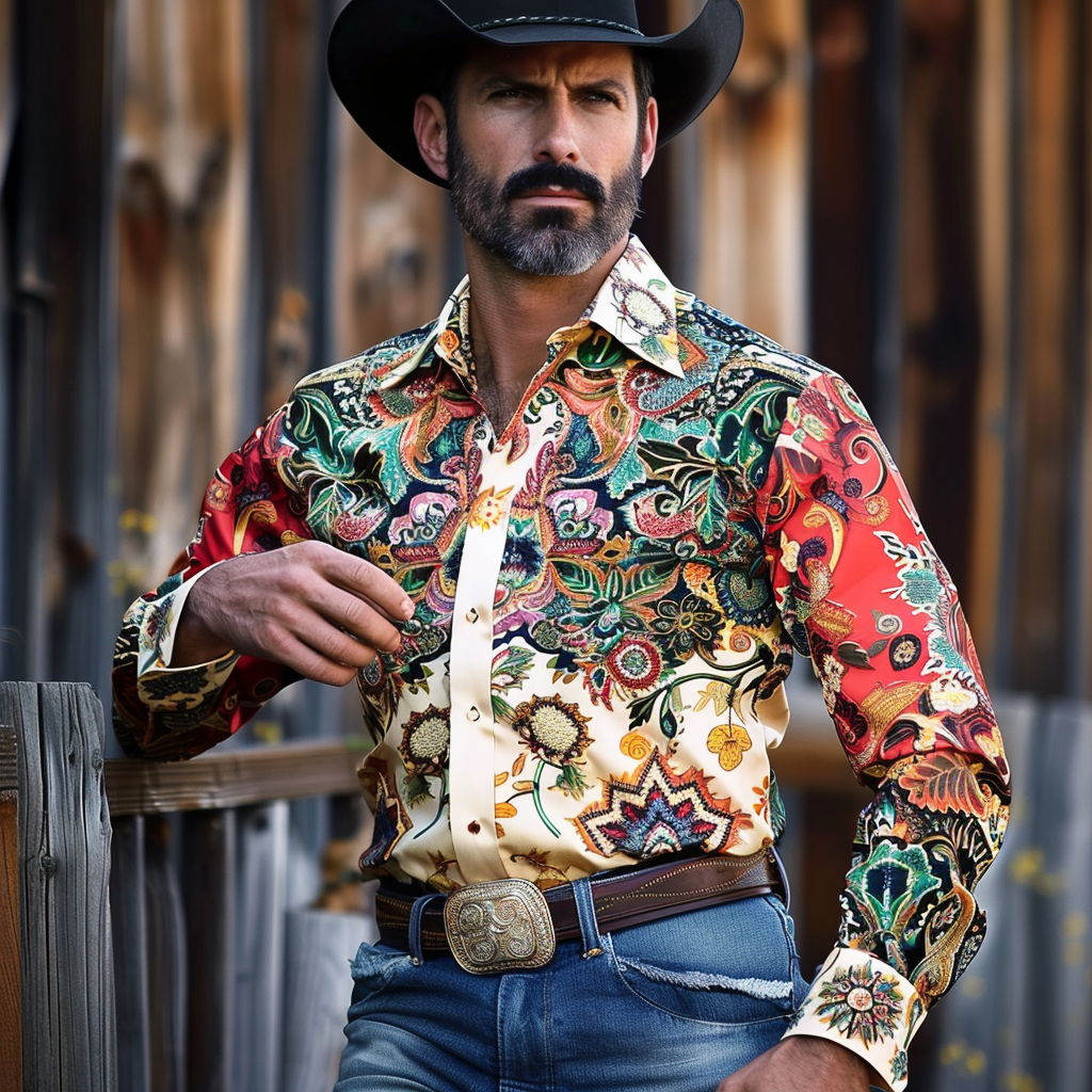 Western Styles Premium Silk Cotton  Long Sleeve Shirt High Elasticity 100% cotton