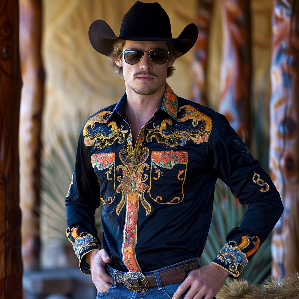 Western Styles Premium unique  Long Sleeve Shirt High Elasticity 