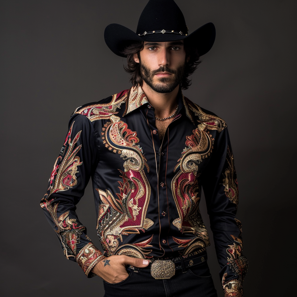 Western Styles Premium Silk Cotton  Long Sleeve Shirt High Elasticity 100% cotton