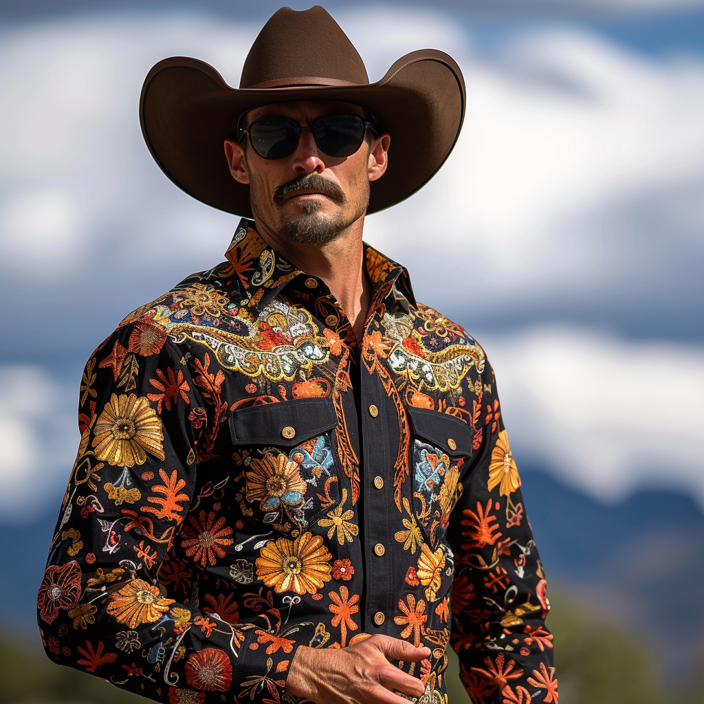 Western Styles Premium Silk Cotton  Long Sleeve Shirt High Elasticity 100% cotton