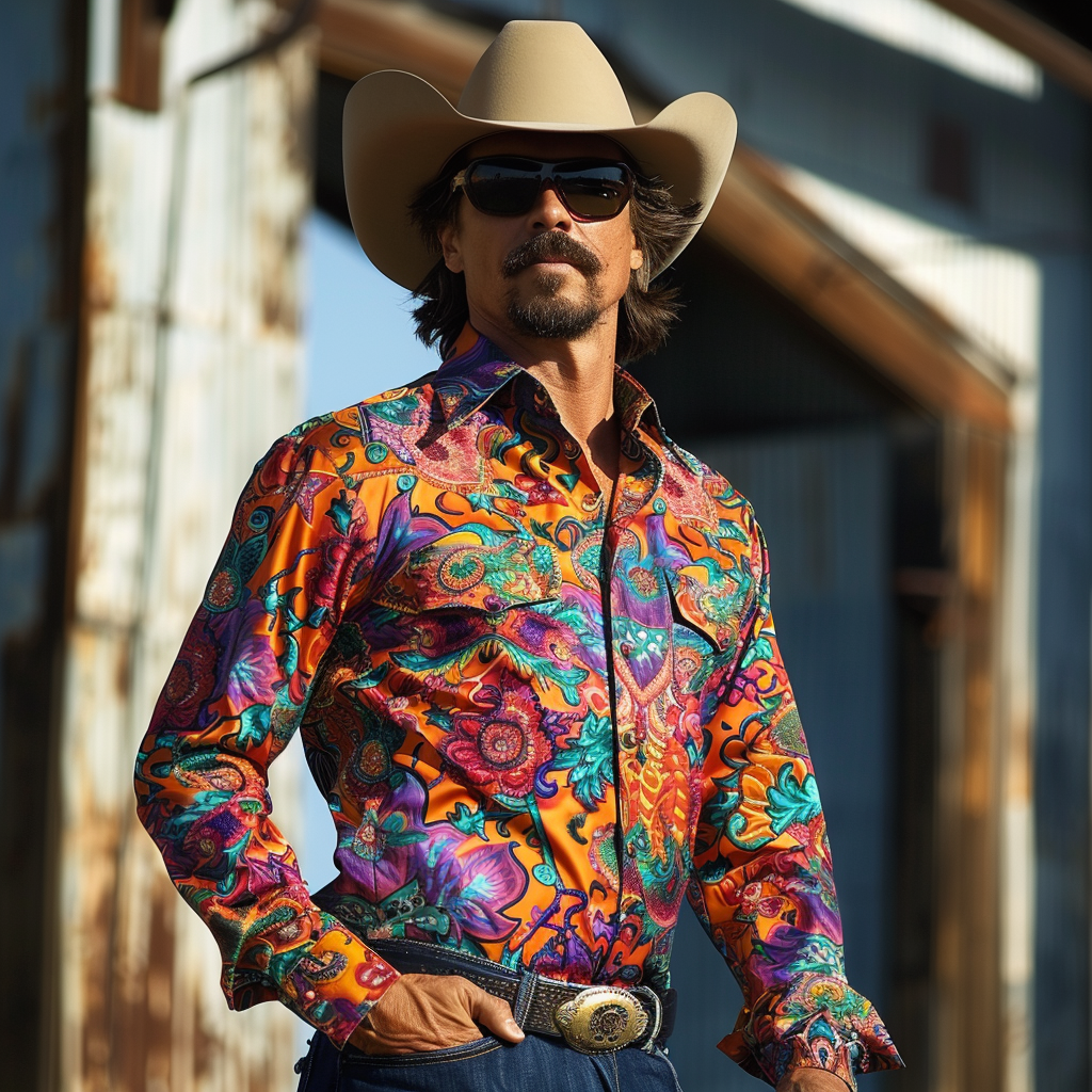 Western Styles Premium Silk Cotton  Long Sleeve Shirt High Elasticity 100% cotton