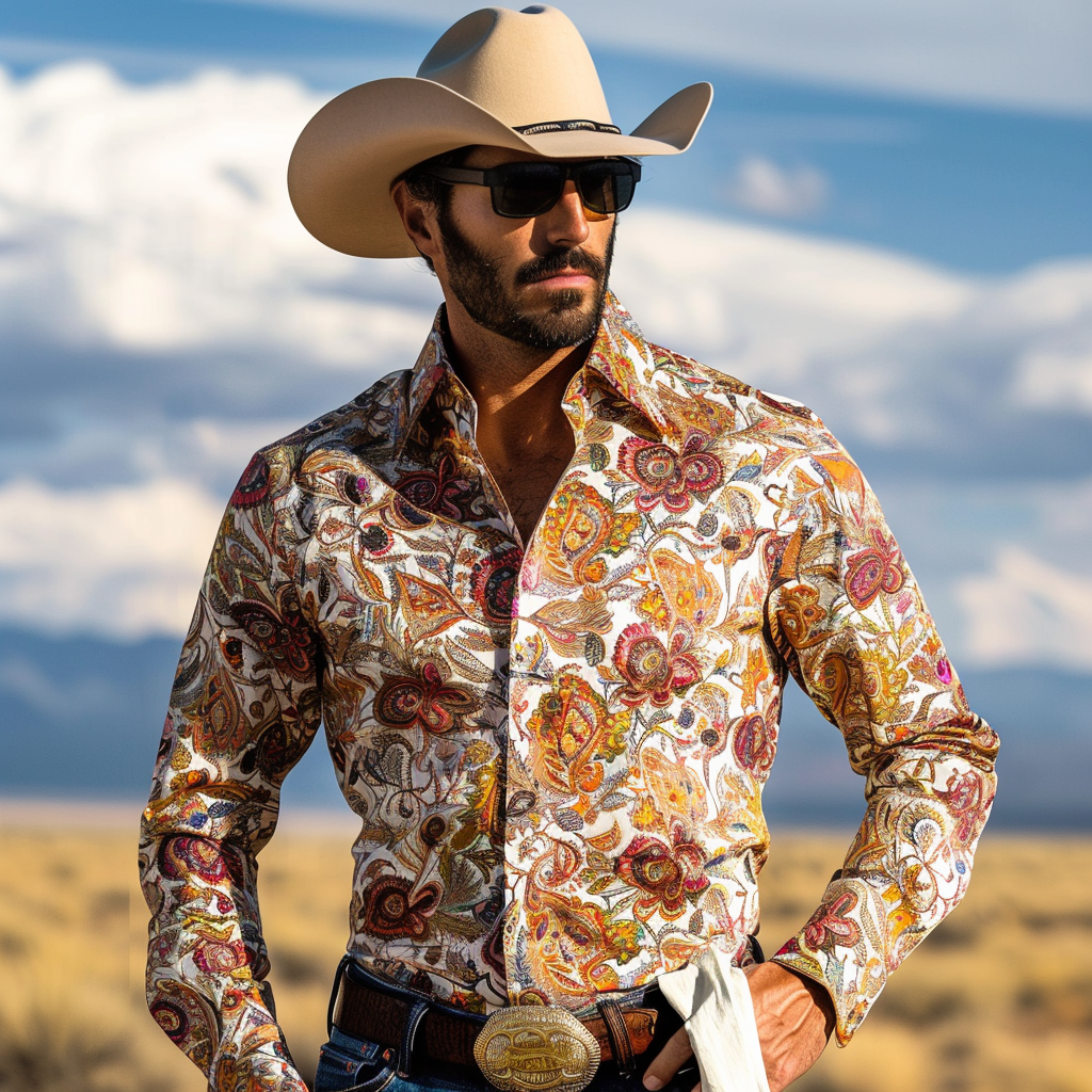 Western Styles Premium unique  Long Sleeve Shirt High Elasticity 