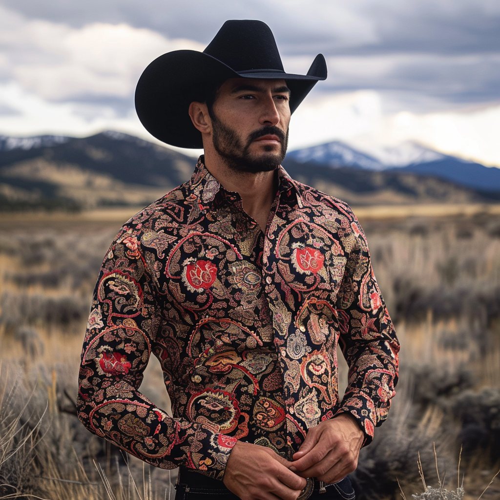Western Styles Premium Silk Cotton  Long Sleeve Shirt High Elasticity 100% cotton