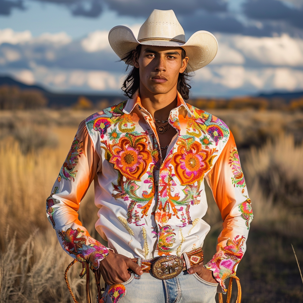 Western Styles Premium unique  Long Sleeve Shirt High Elasticity 