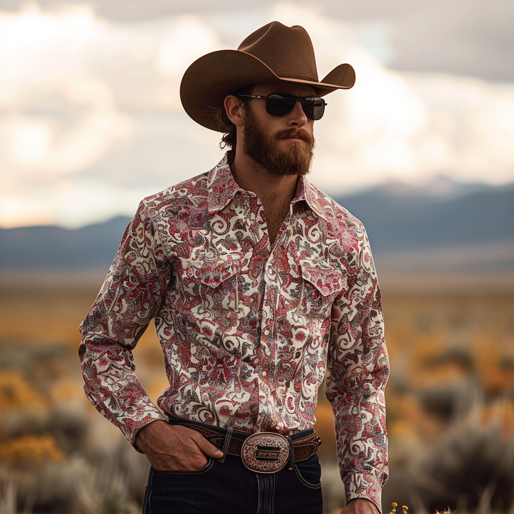 Western Styles Premium Silk Cotton  Long Sleeve Shirt High Elasticity 100% cotton
