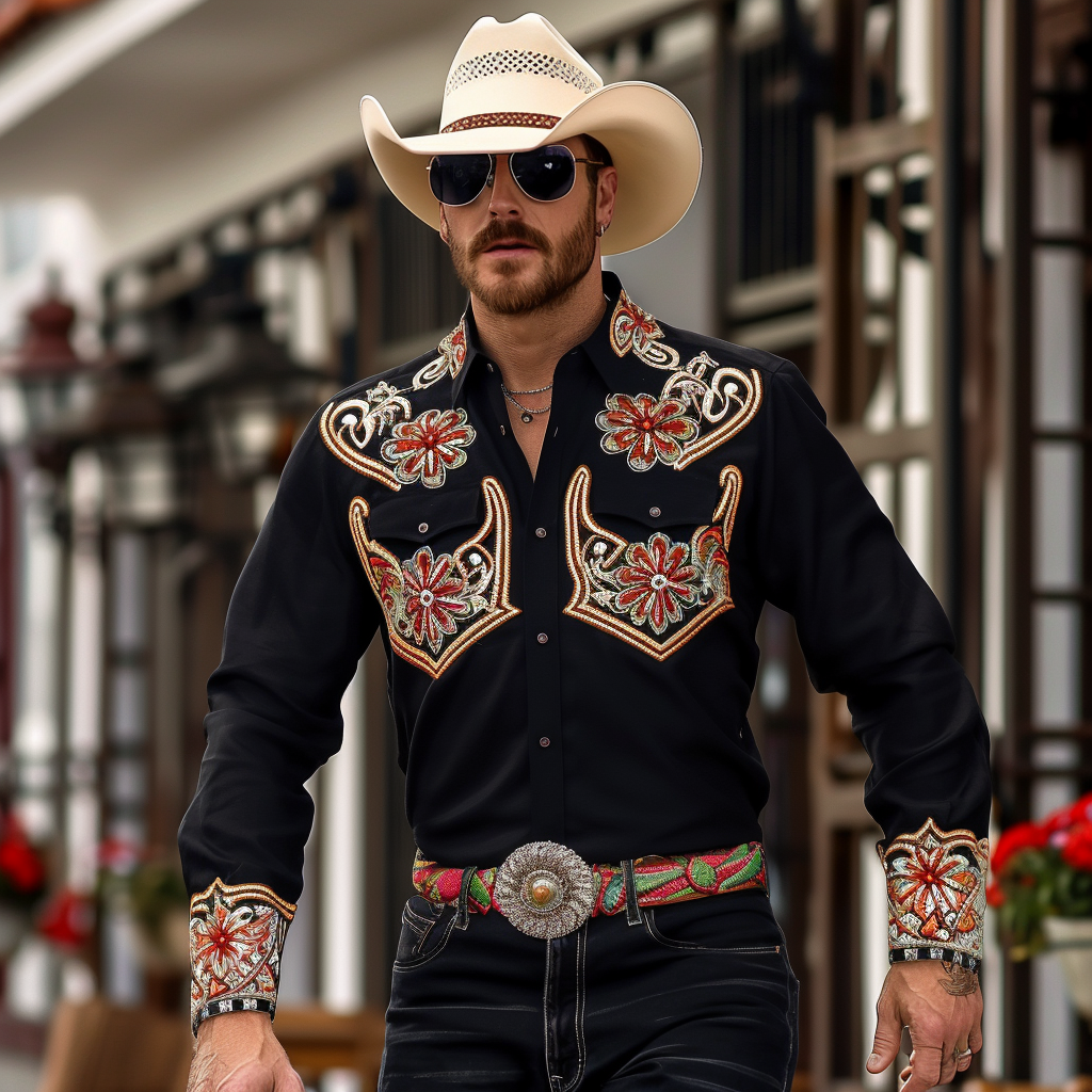 Western Styles Premium unique  Long Sleeve Shirt High Elasticity 