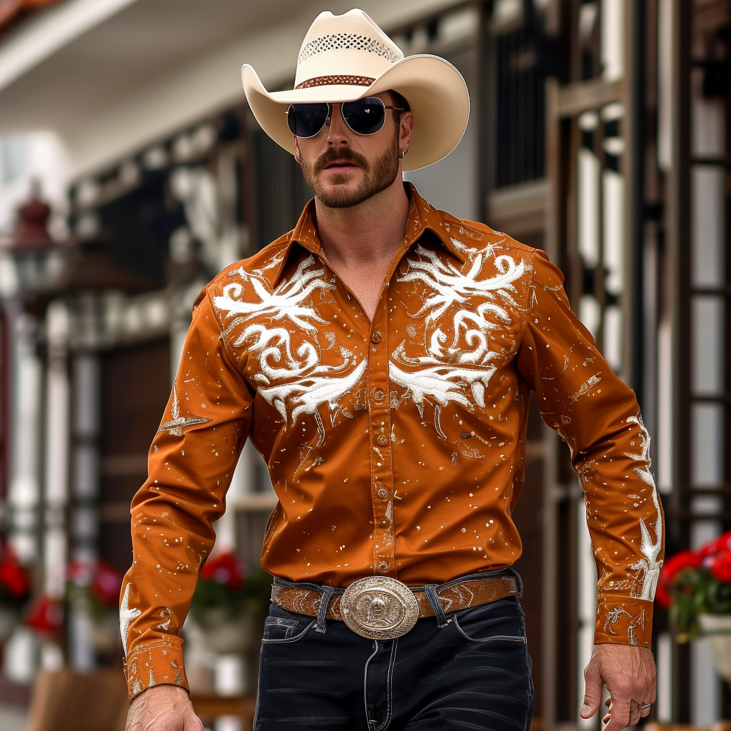 Western Styles Premium unique  Long Sleeve Shirt High Elasticity 