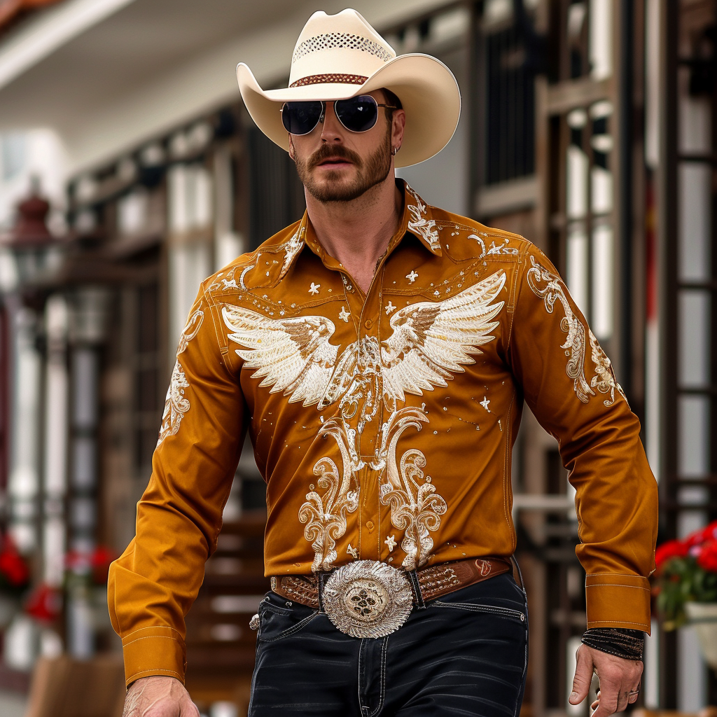 Western Styles Premium unique  Long Sleeve Shirt High Elasticity 