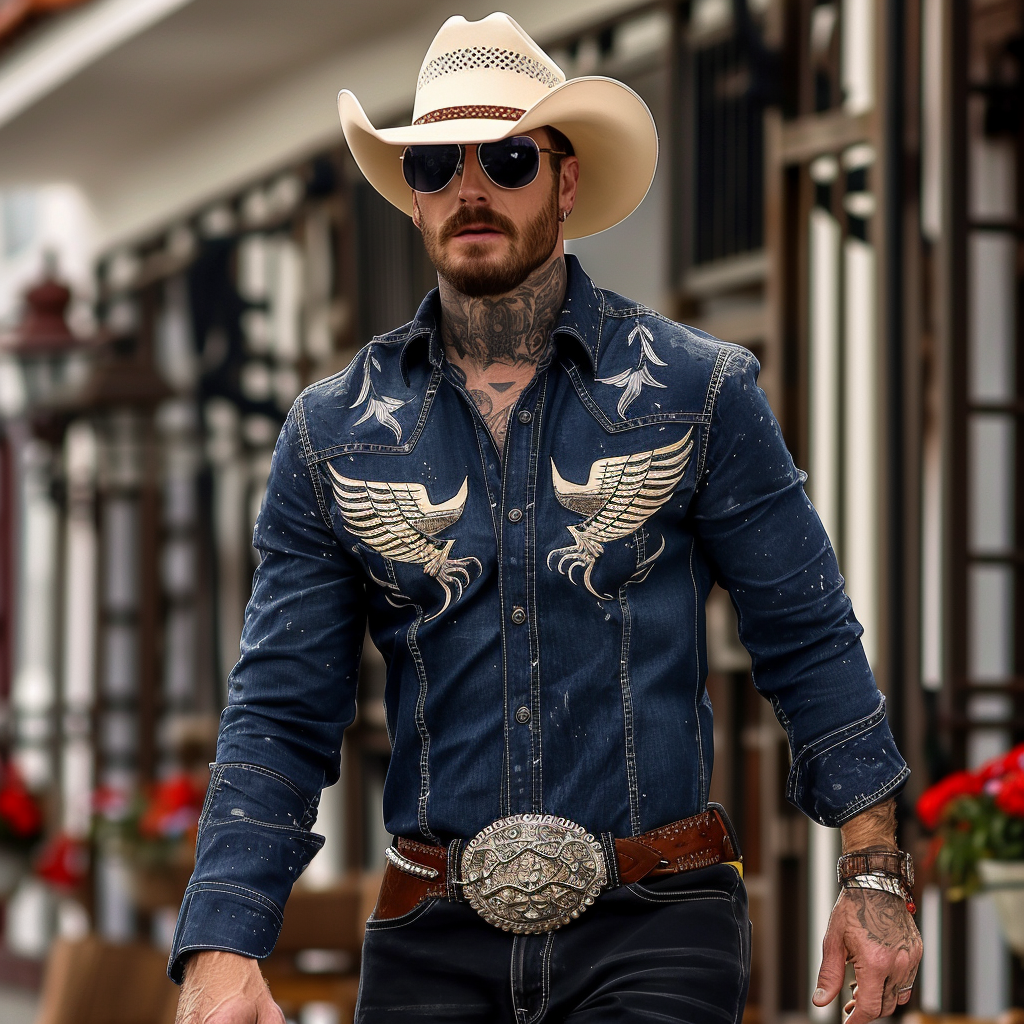 Western Styles Premium unique  Long Sleeve Shirt High Elasticity 