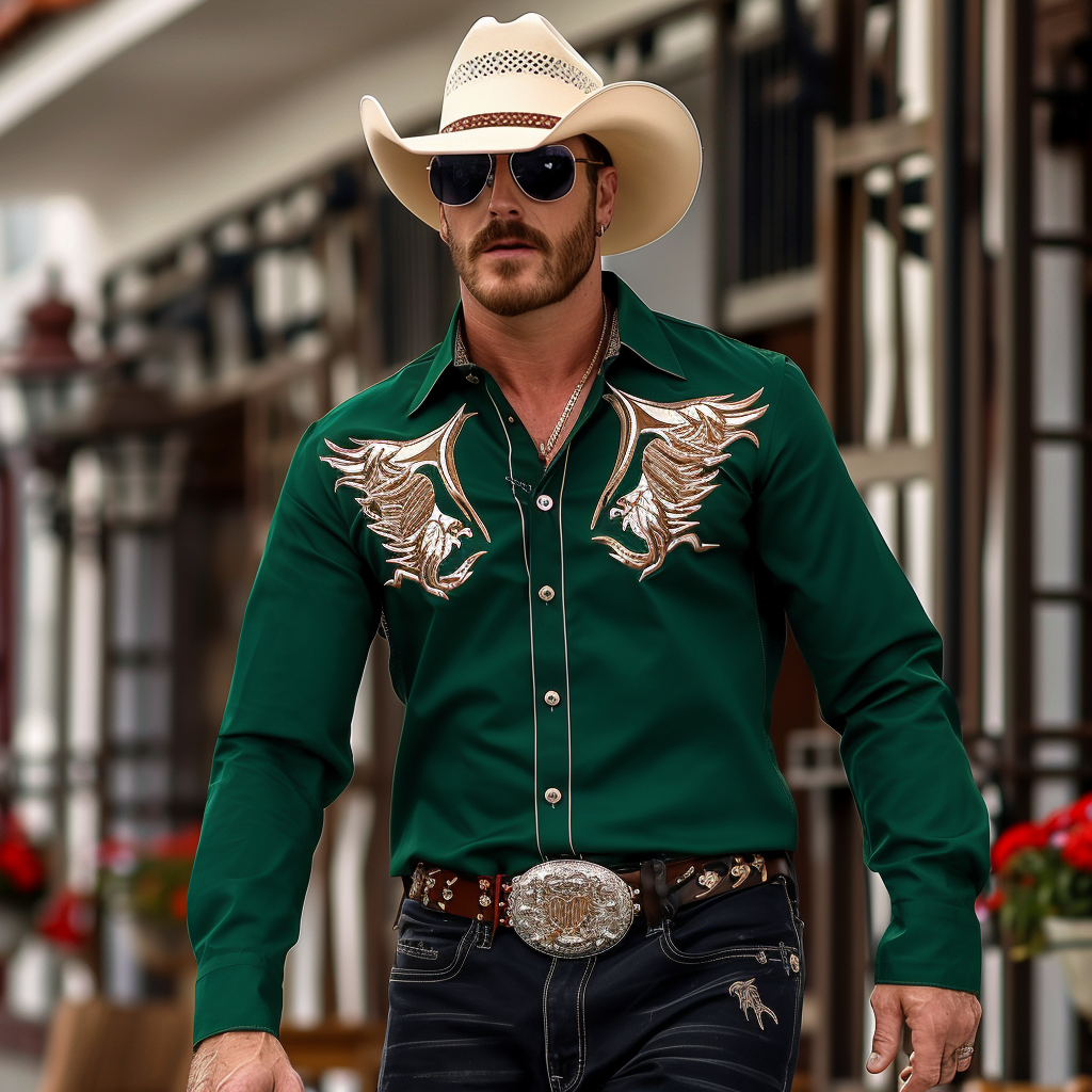Western Styles Premium unique  Long Sleeve Shirt High Elasticity 
