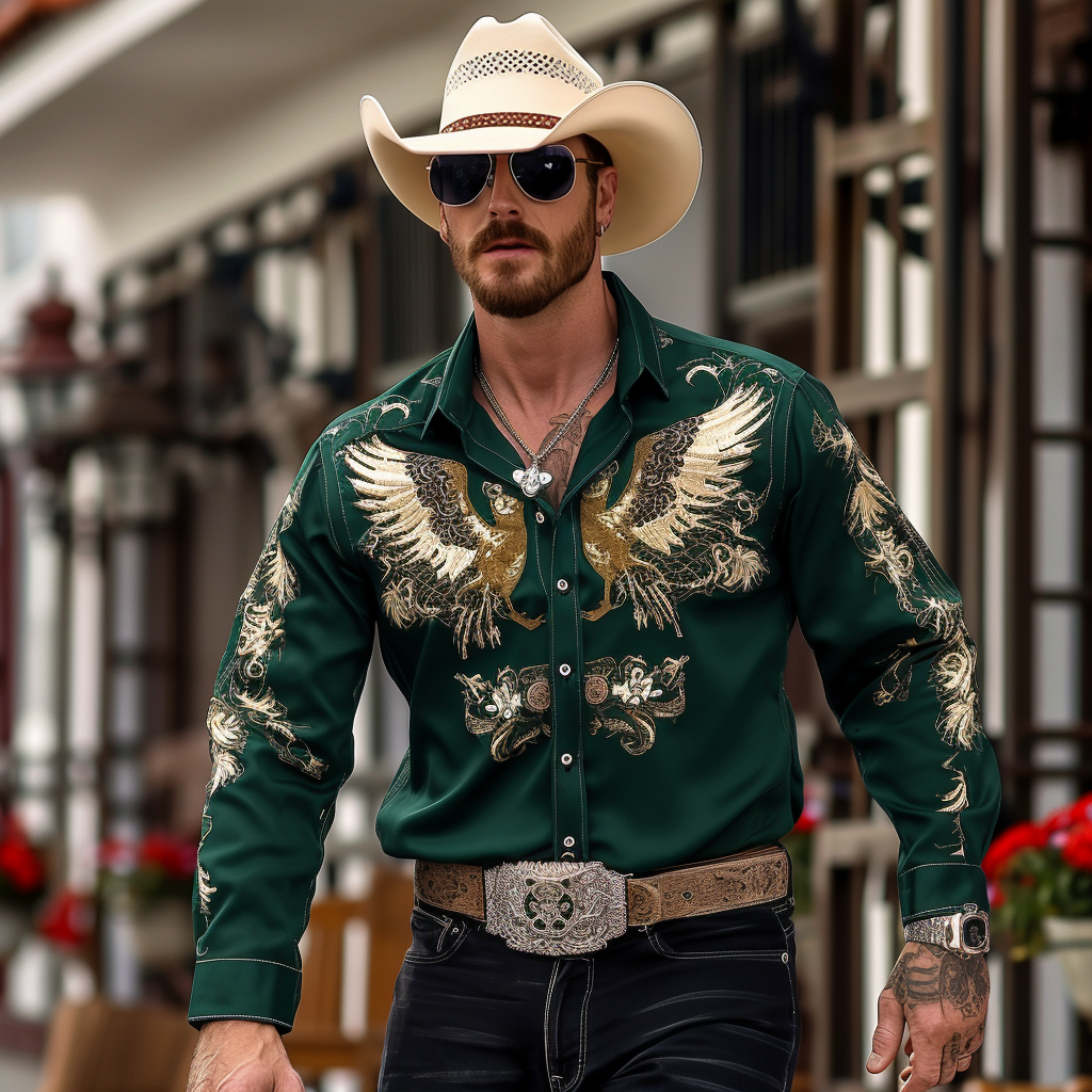 Western Styles Premium unique  Long Sleeve Shirt High Elasticity 