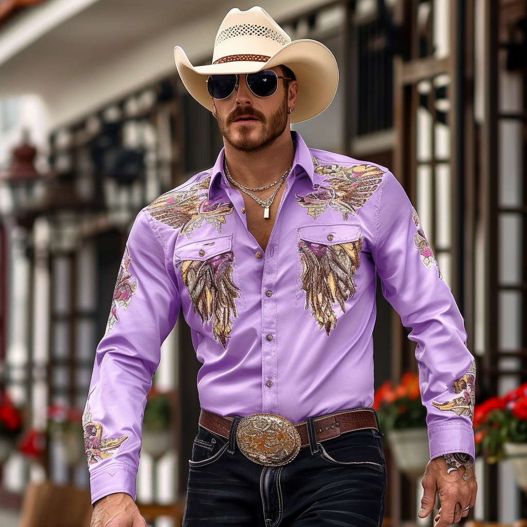 Western Styles Premium unique  Long Sleeve Shirt High Elasticity 