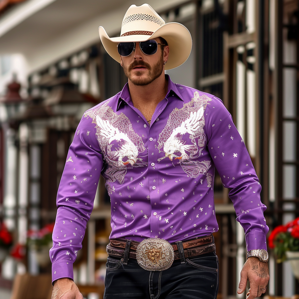 Western Styles Premium unique  Long Sleeve Shirt High Elasticity 
