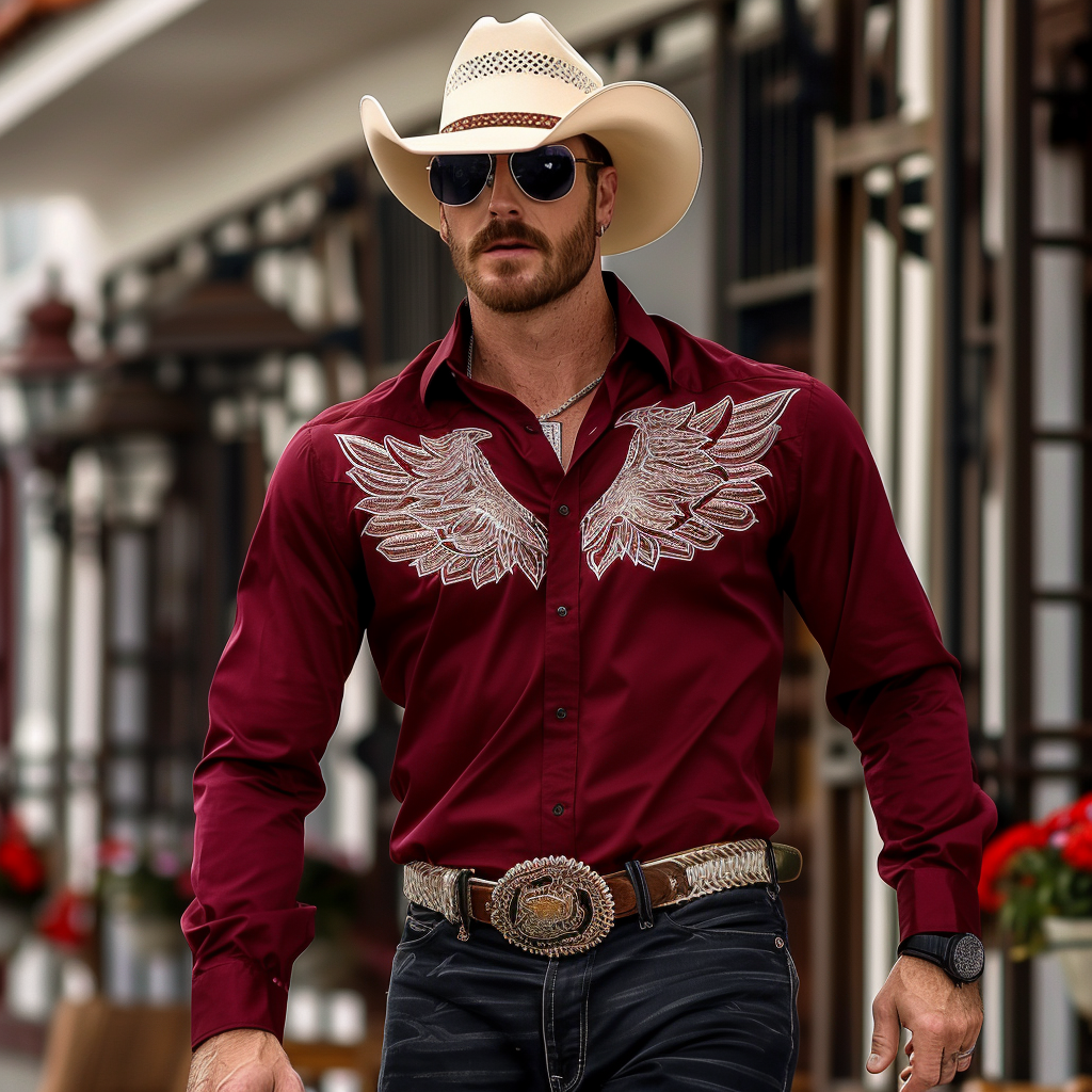 Western Styles Premium unique  Long Sleeve Shirt High Elasticity 