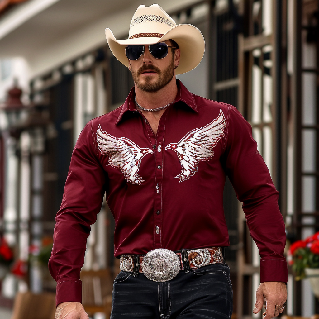 Western Styles Premium unique  Long Sleeve Shirt High Elasticity 