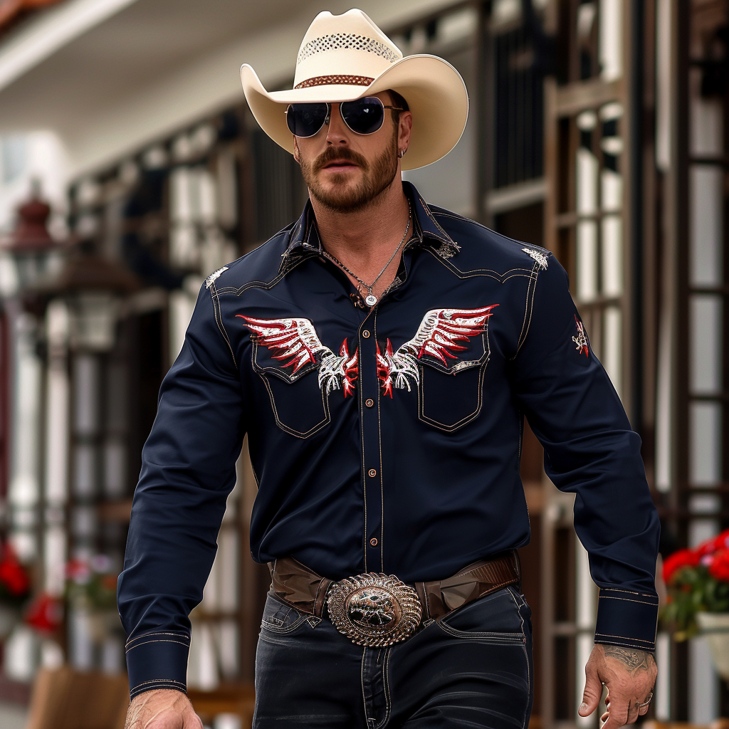 Western Styles Premium unique  Long Sleeve Shirt High Elasticity 