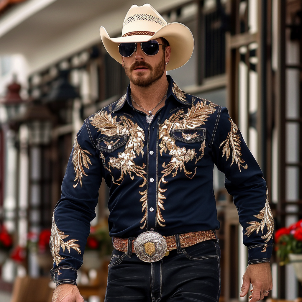 Western Styles Premium unique  Long Sleeve Shirt High Elasticity 