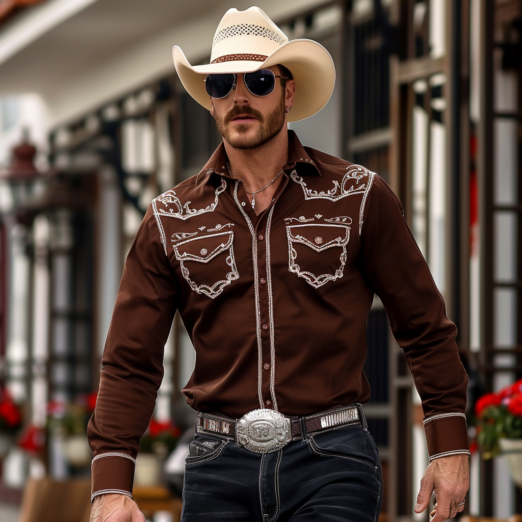Western Styles Premium unique  Long Sleeve Shirt High Elasticity 
