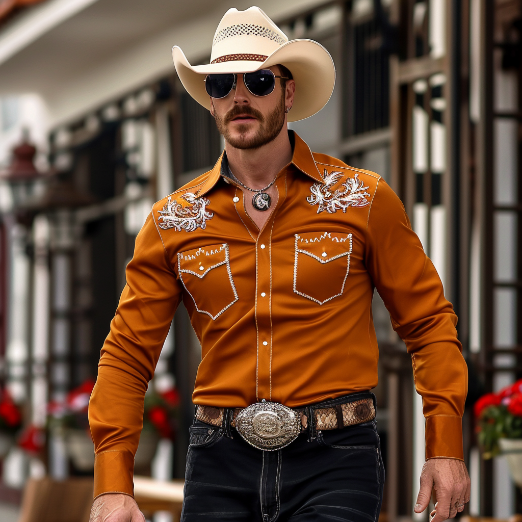 Western Styles Premium unique  Long Sleeve Shirt High Elasticity 