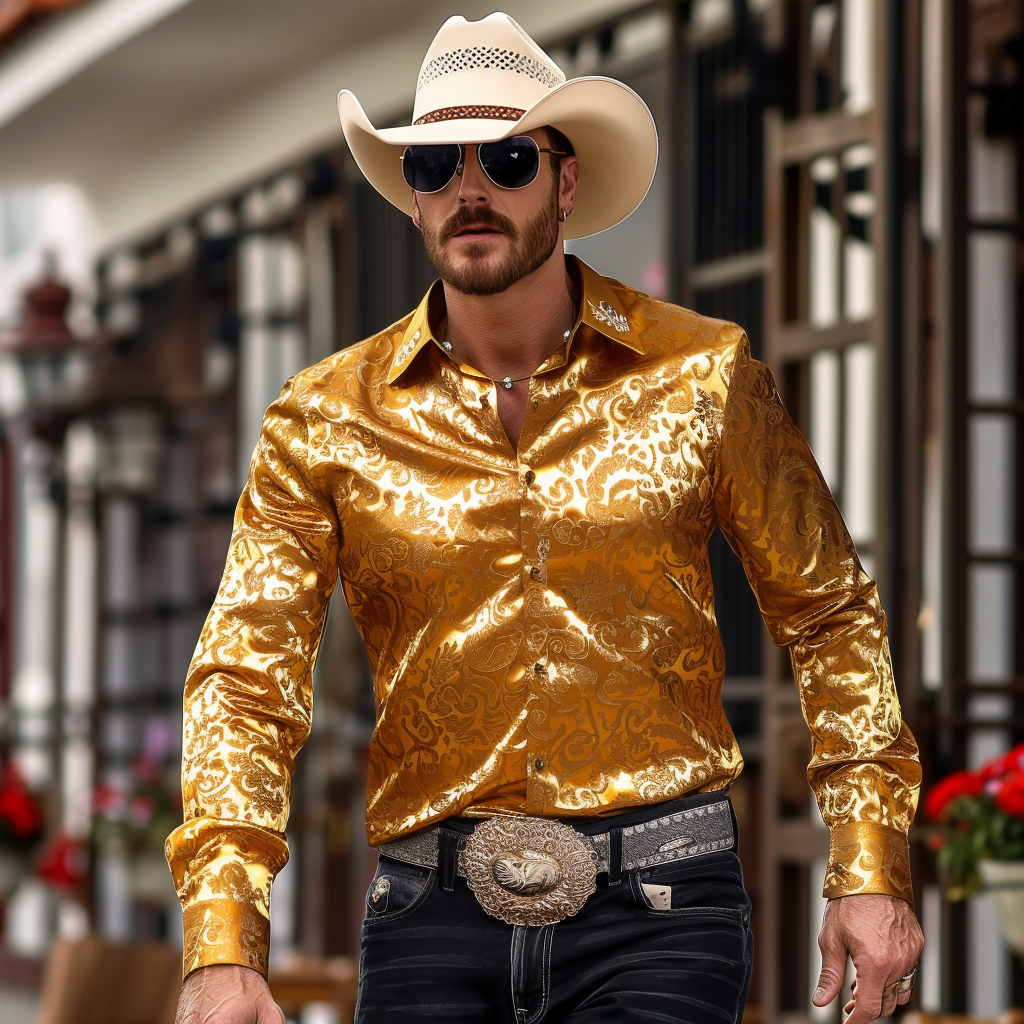Western Styles Premium unique  Long Sleeve Shirt High Elasticity 