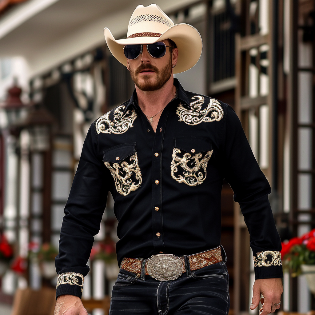 Western Styles Premium unique  Long Sleeve Shirt High Elasticity 