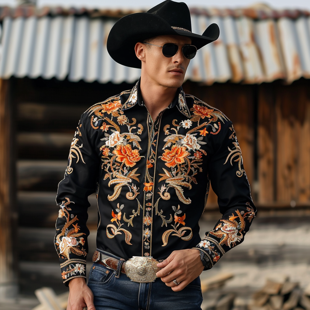 Western Styles Premium Silk Cotton  Long Sleeve Shirt High Elasticity 100% cotton