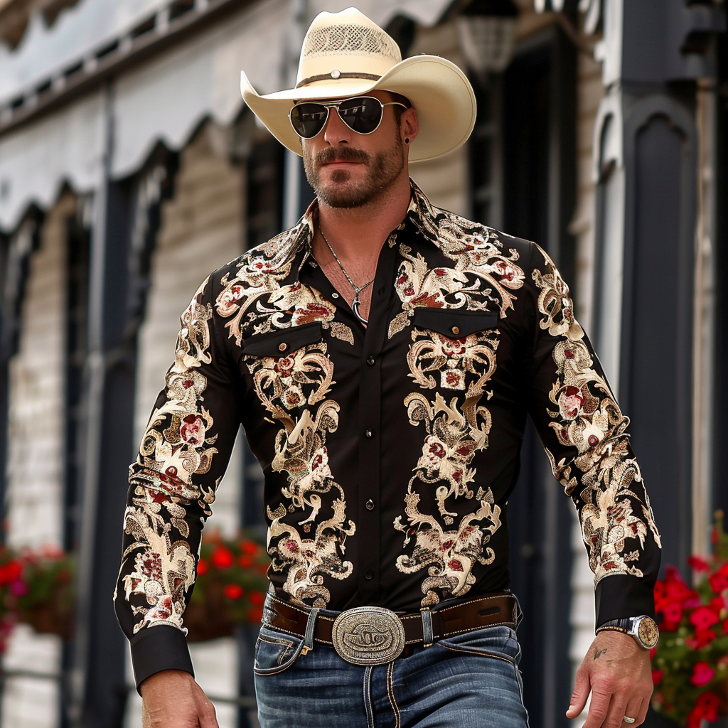 Western Styles Premium Silk Cotton  Long Sleeve Shirt High Elasticity 100% cotton