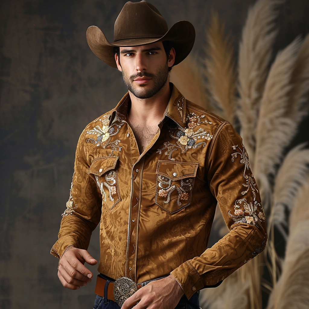 Western Styles Premium Silk Cotton  Long Sleeve Shirt High Elasticity 100% cotton
