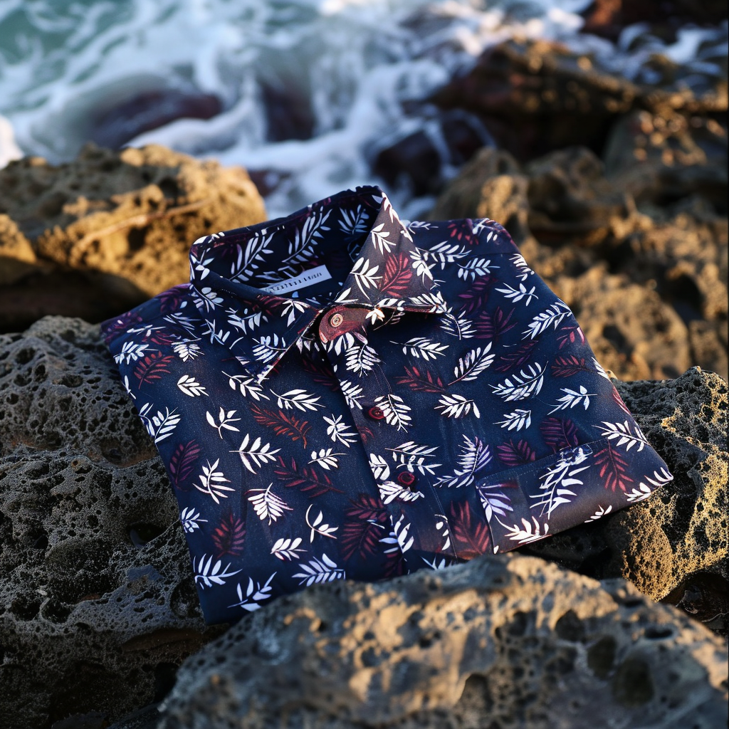100% Cotton Hawaiian Shirt For Men Button-down luxury Shirt