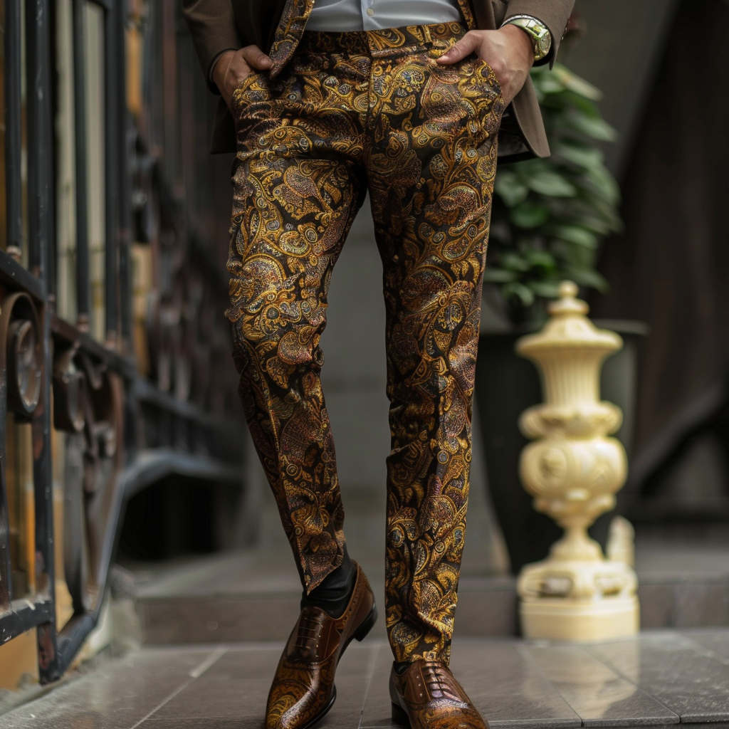 High elastic fabric luxury business casual men's fashion trousers