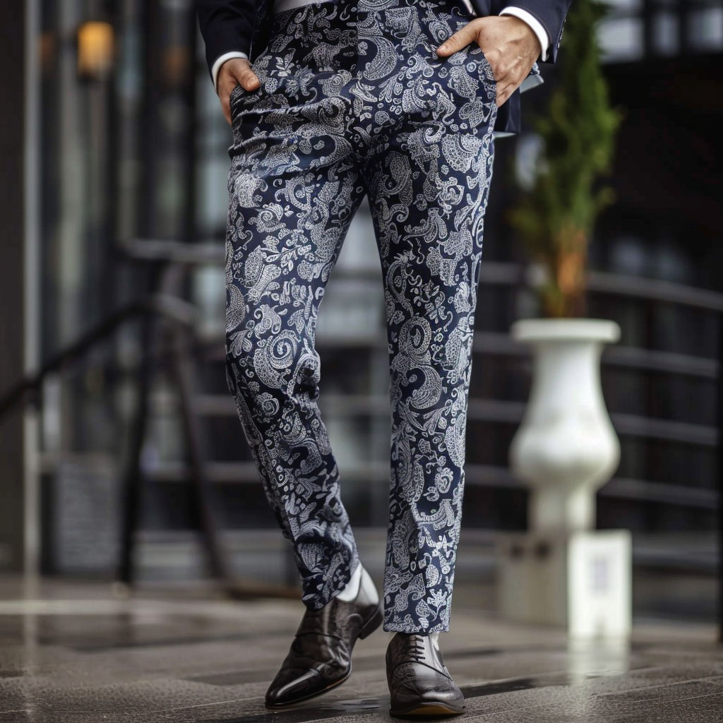 High elastic fabric luxury business casual men's fashion trousers
