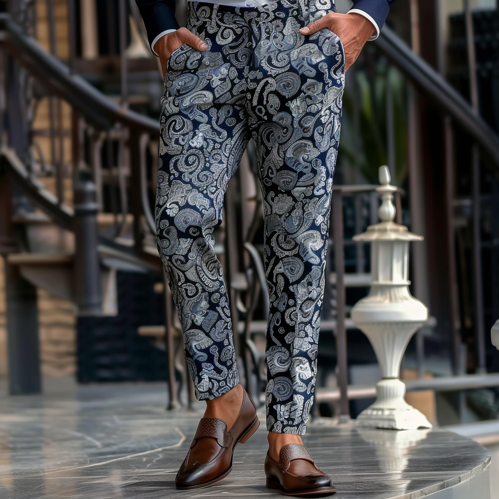 High elastic fabric luxury business casual men's fashion trousers